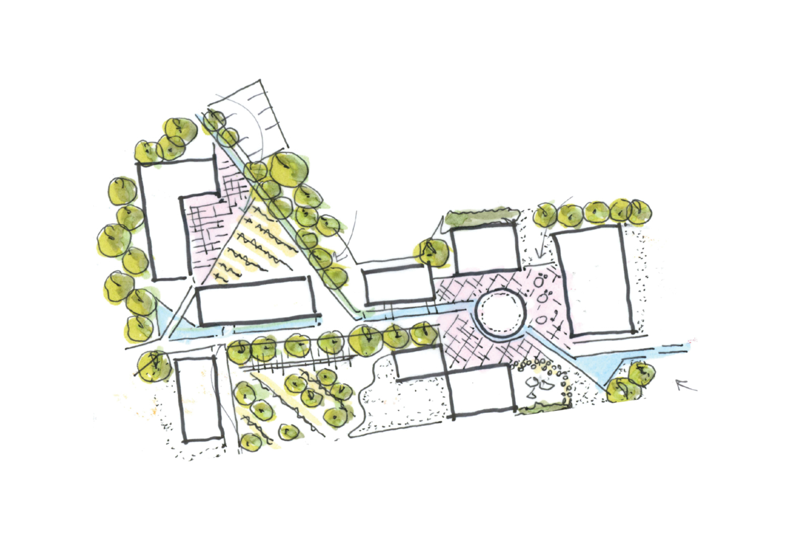 a beacon in courtyards landscape plan | Cambridge architects CDC Studio