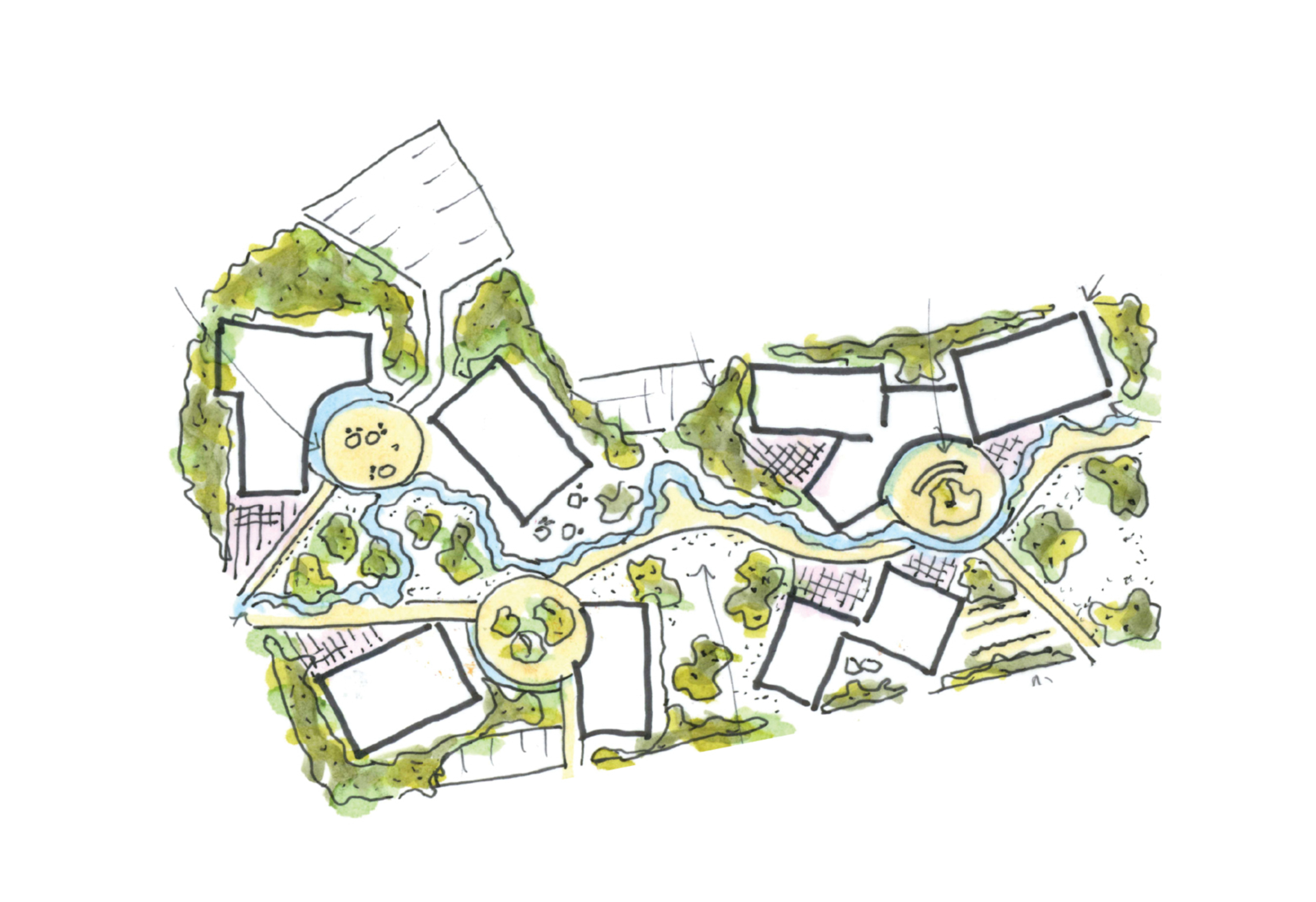 pavilions in a landscape landscape plan | Cambridge architects CDC Studio