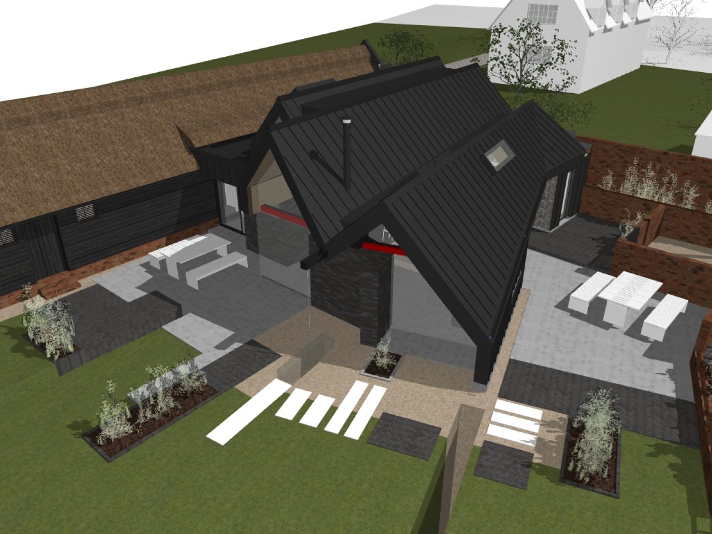 Architecture digital model of zinc roof house | cdc studio cambridge architects