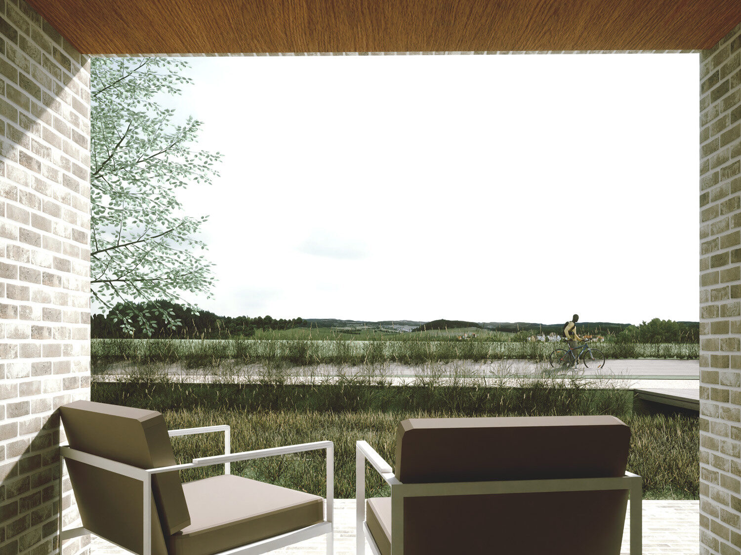 Interior view looking out from Woodland Villas