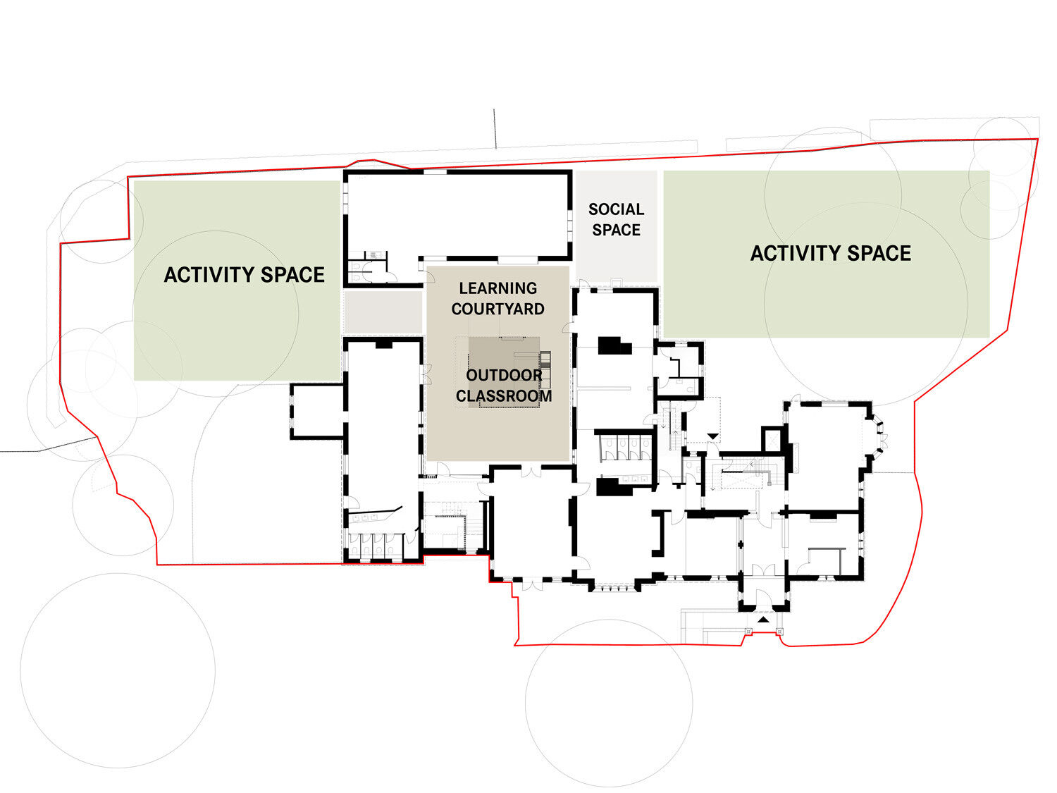 Overview detailing spaces in the renovated building by CDC studio for Cherry Hinton Hall