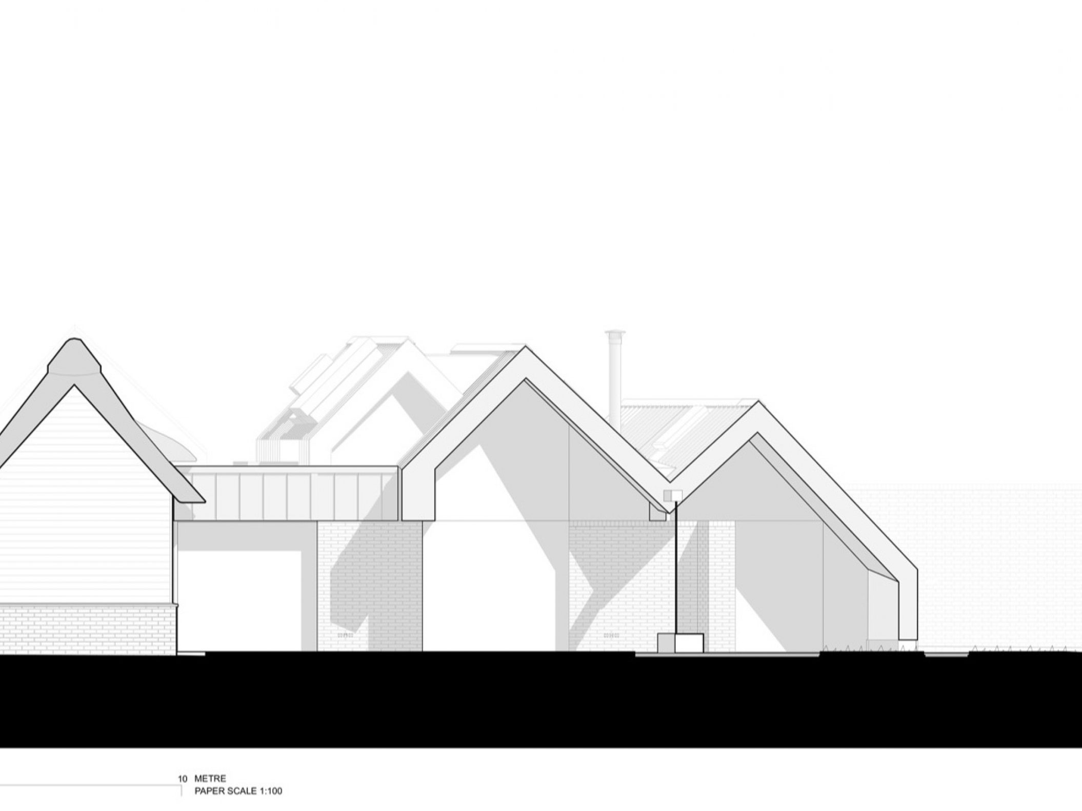 Architecture elevation drawing of pitched roof houses | cdc studio cambridge architects