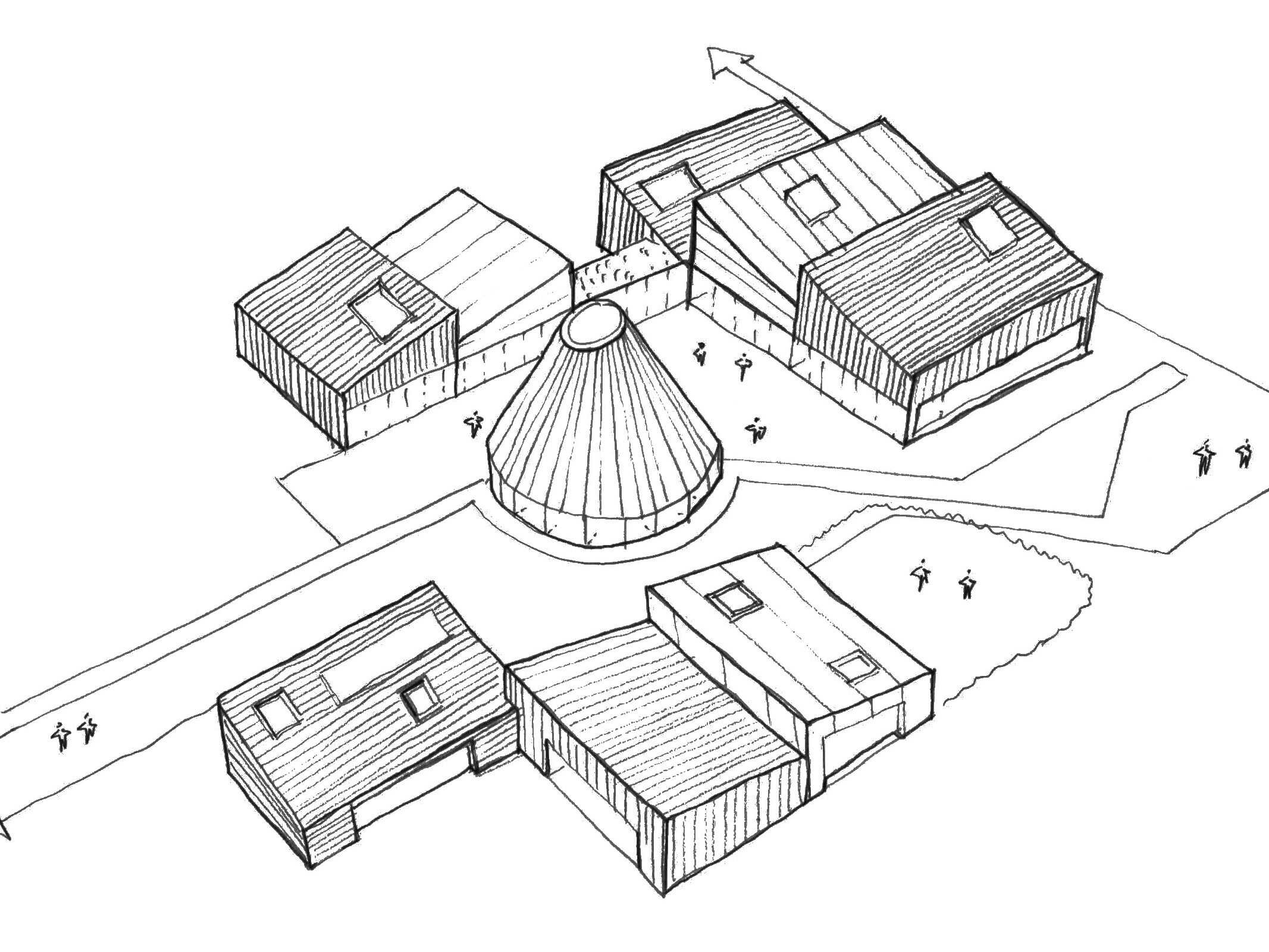 A beacon in courtyards sketch | Cambridge architects CDC Studio