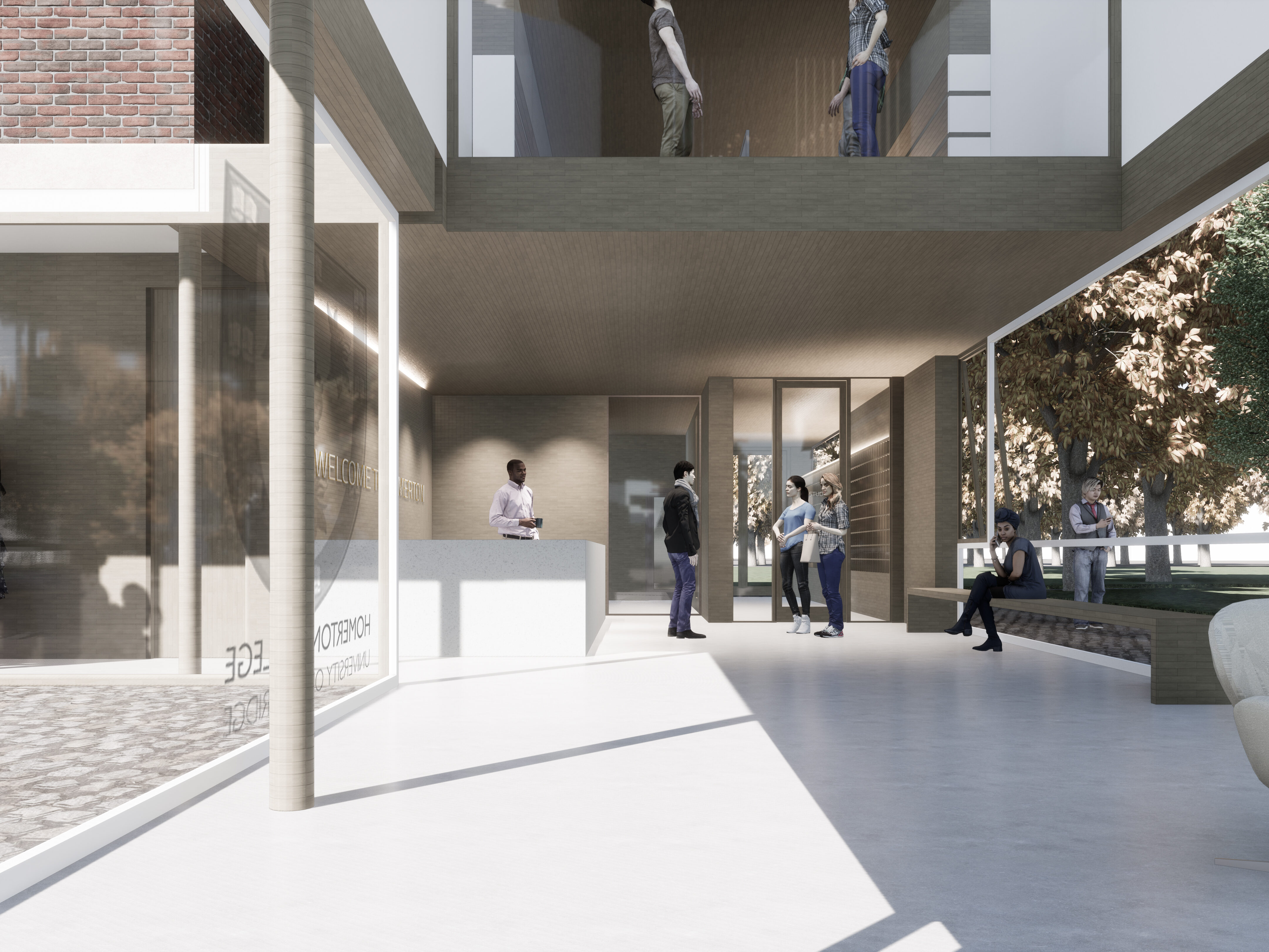 looking toward the porters lodge homerton college | cdc studio cambridge architects
