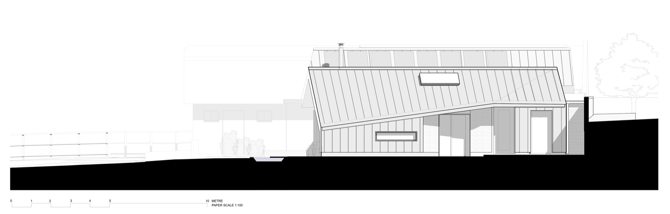 Architecture elevation drawing of zinc roof | cdc studio cambridge architects