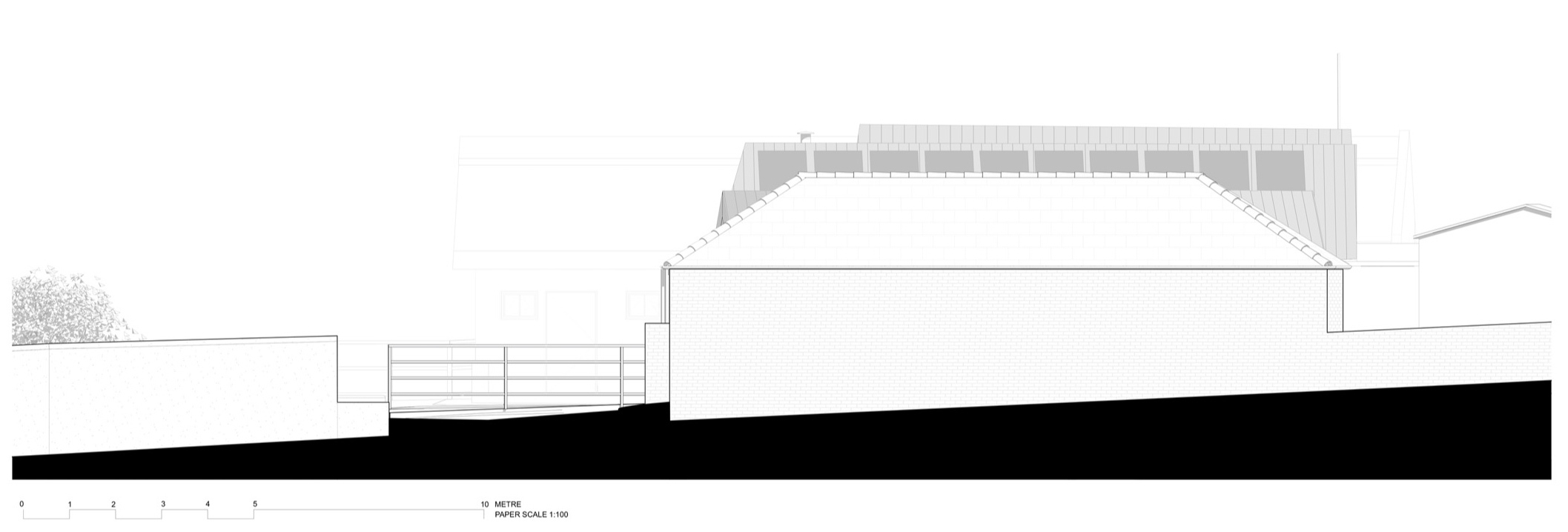 Architecture elevation drawing of brick Cambridgeshire barn | cdc studio cambridge architects