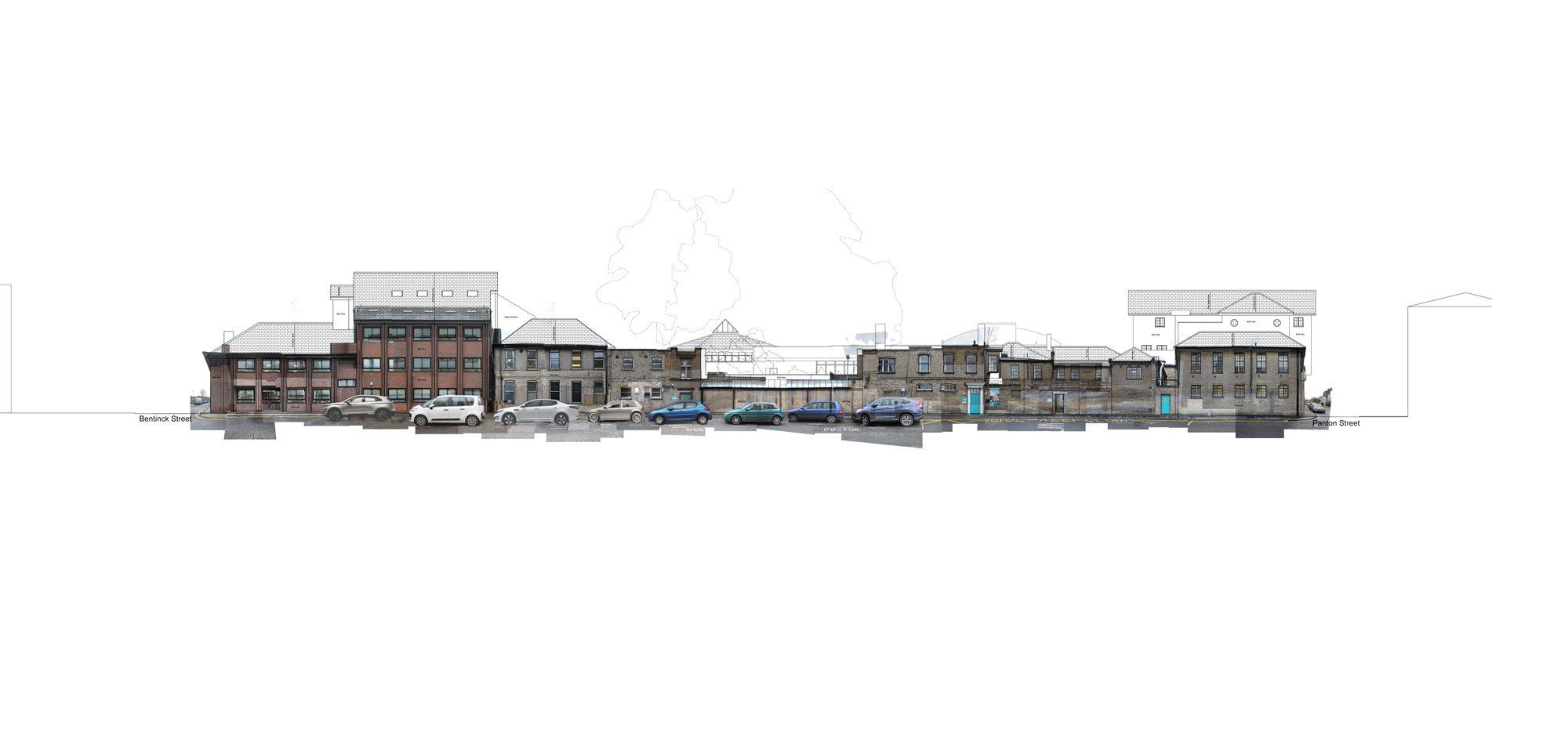 Elevation of the former union road layout in cambridge , by architects  CDC studio