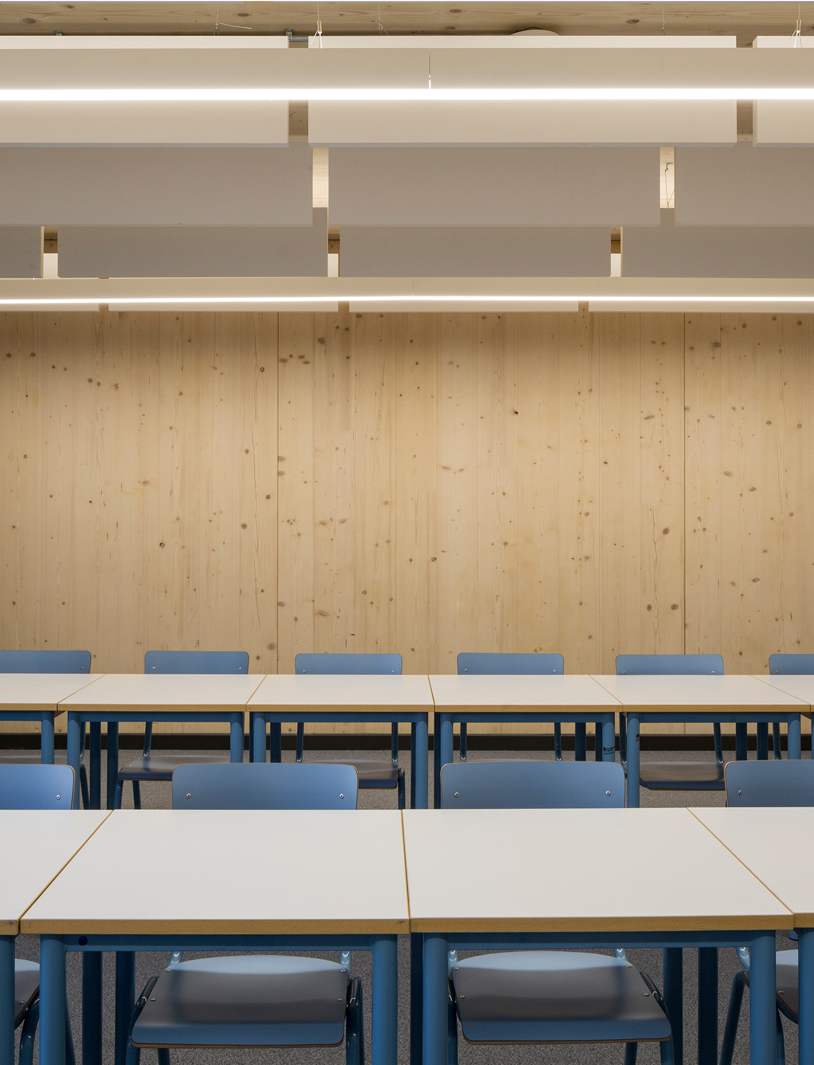 Internal view of empty classroom from desk, | CDC Studio Cambridge architects