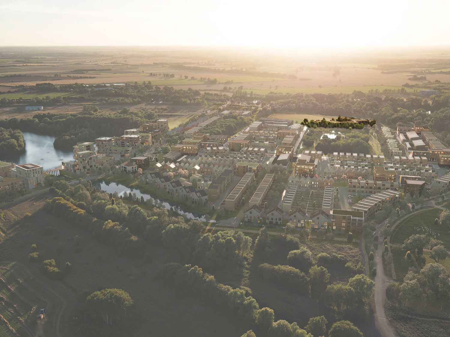 Aerial view of Cambridge masterplan